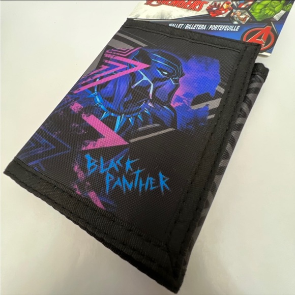 Marvel Avengers Black Panther Tri Fold Velcro Wallet - Picture 2 of 7